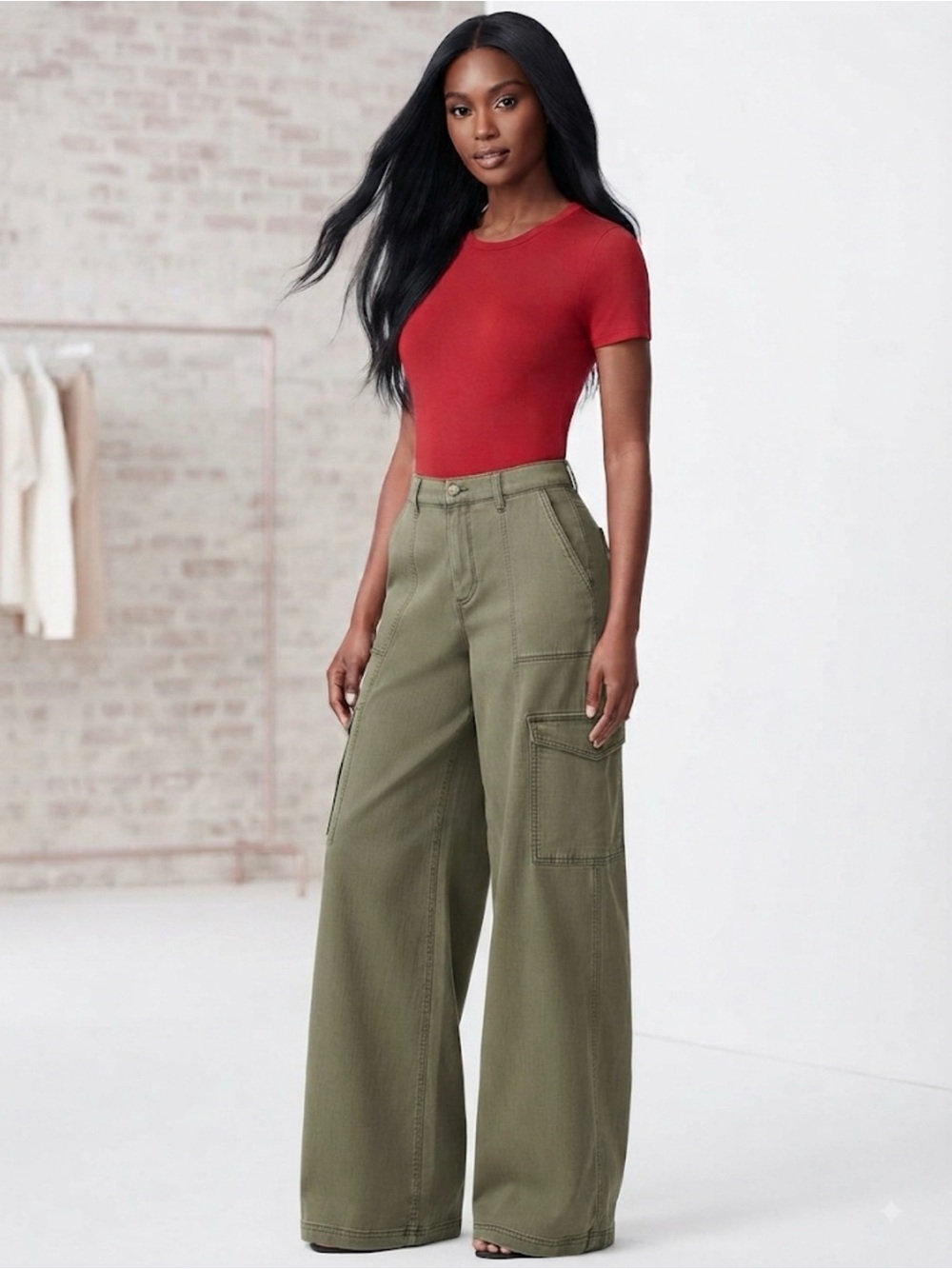 Reitmans Olive Cargo Pants Wide Leg